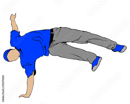 Hip hop artists in trendy colorful clothes. Isolated silhouettes of people on a white background
