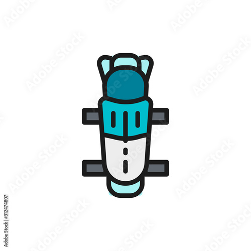 Hockey shin guards, protection uniform flat color line icon.