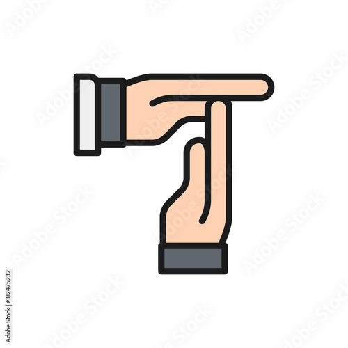Time out gesture, break in hockey flat color line icon.