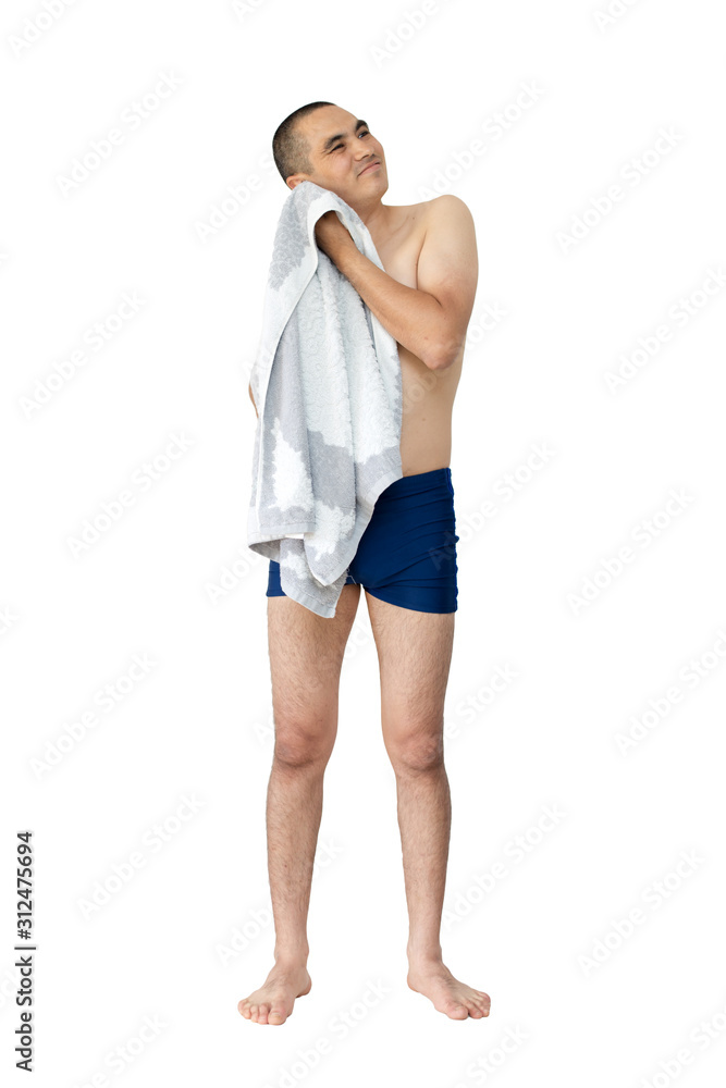 Man after shower, isolated on white background Man after shower, isolated on white background