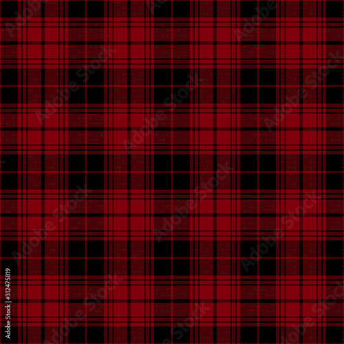 Red and black tartan plaid. English textile pattern.