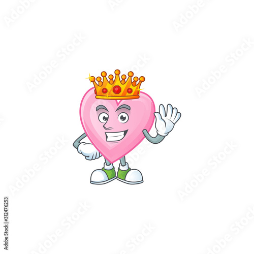 Cool King of pink love on cartoon character style