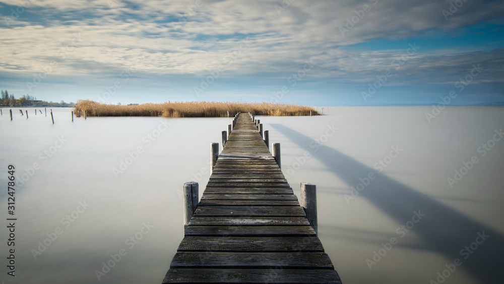 Fototapeta premium wasser, bootssteg,see,himmel,horizont, 