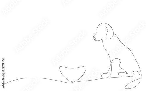 Dog continuous line drawing vector illustration