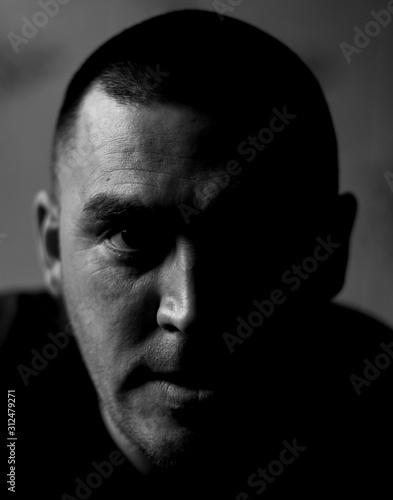 portrait of a man on black and white © donikz