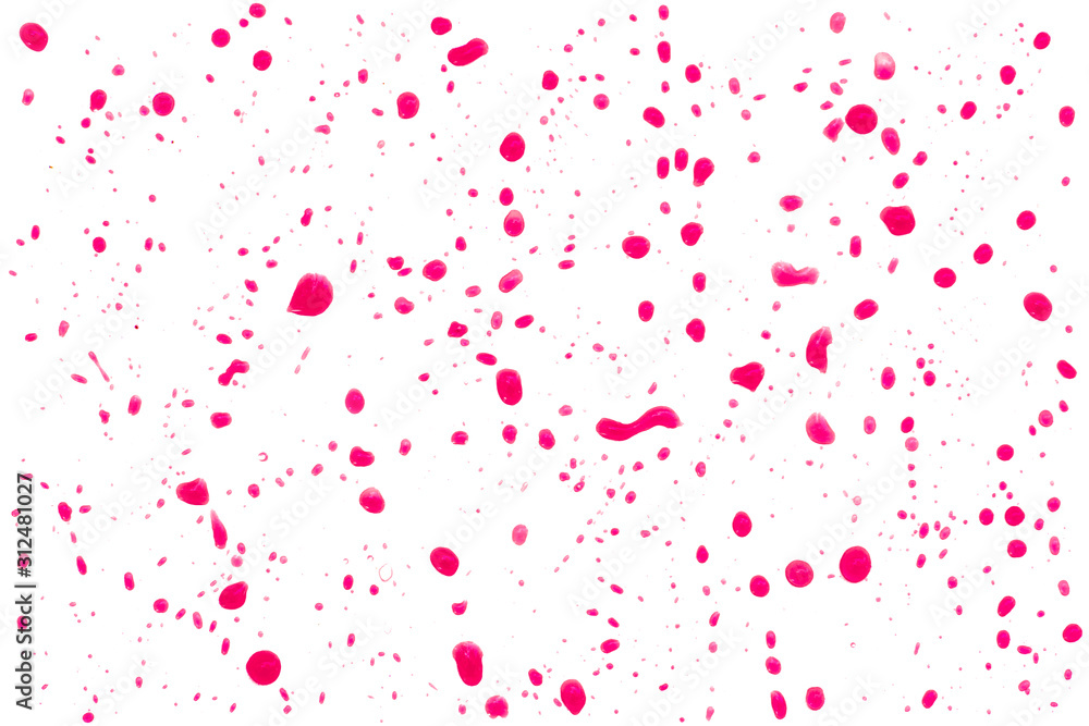 drops of red water, Red water drops on white background, Water bubbles underwater background, Blood drops, grunge textures, Red stains, Ink splashes, Paint stain, Clipping path.