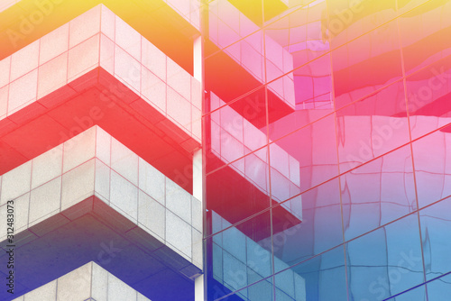 colorful Modern exterior architecture detail glass windows building texture