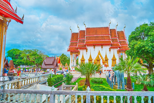 The shrines in green garden, Wat Chalong, Chalong, Phuket, Thailand photo