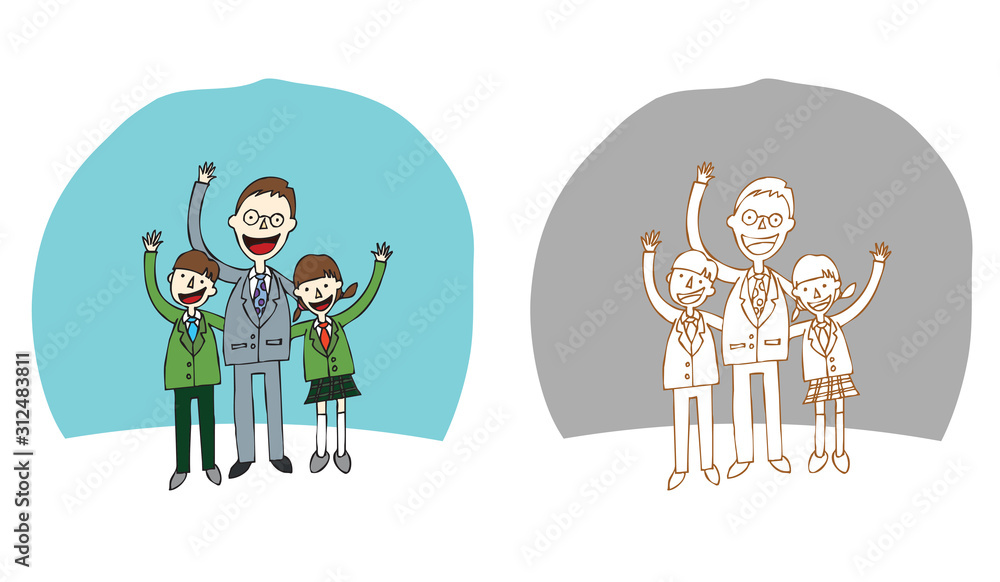 School life.Teachers and students smile and greet.The relationship between teachers and students is good School life.Teachers and students smile and greet.The relationship between teachers and students is good