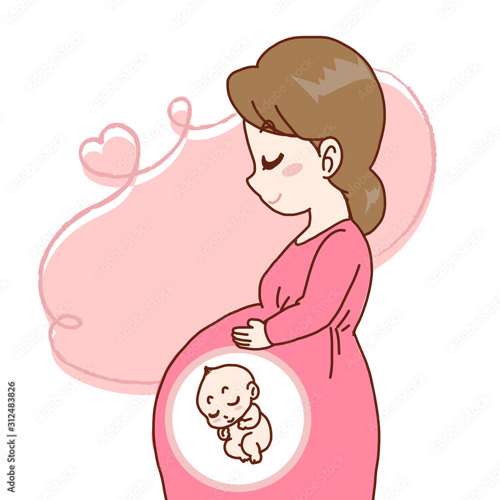 赤ちゃんを妊娠しているお母さんのイラスト Stock Vector Adobe Stock