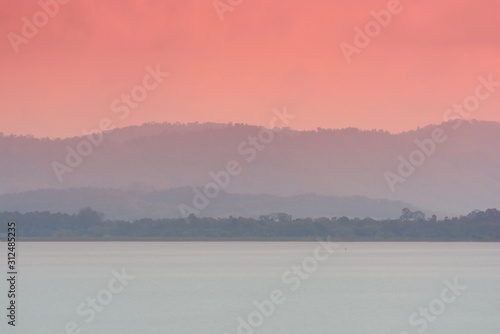 Colorful dreammy landscape of Lake and Mountain