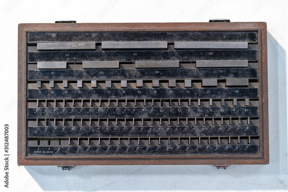 Gauge block set is fundamental for calibration measurement tool in manufacturing in industrial sector Gauge block set is fundamental for calibration measurement tool in manufacturing in industrial sector