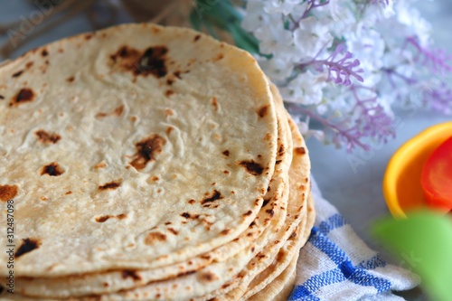 Indian Chapati / Fulka or Gehu Roti. It's a Healthy fiber rich traditional Indian food.