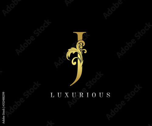 Golden J Luxury Logo Icon, Classic J Letter Logo Design.