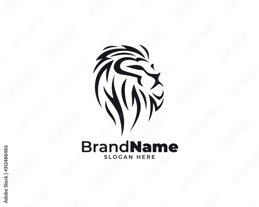 lion head design logo vector