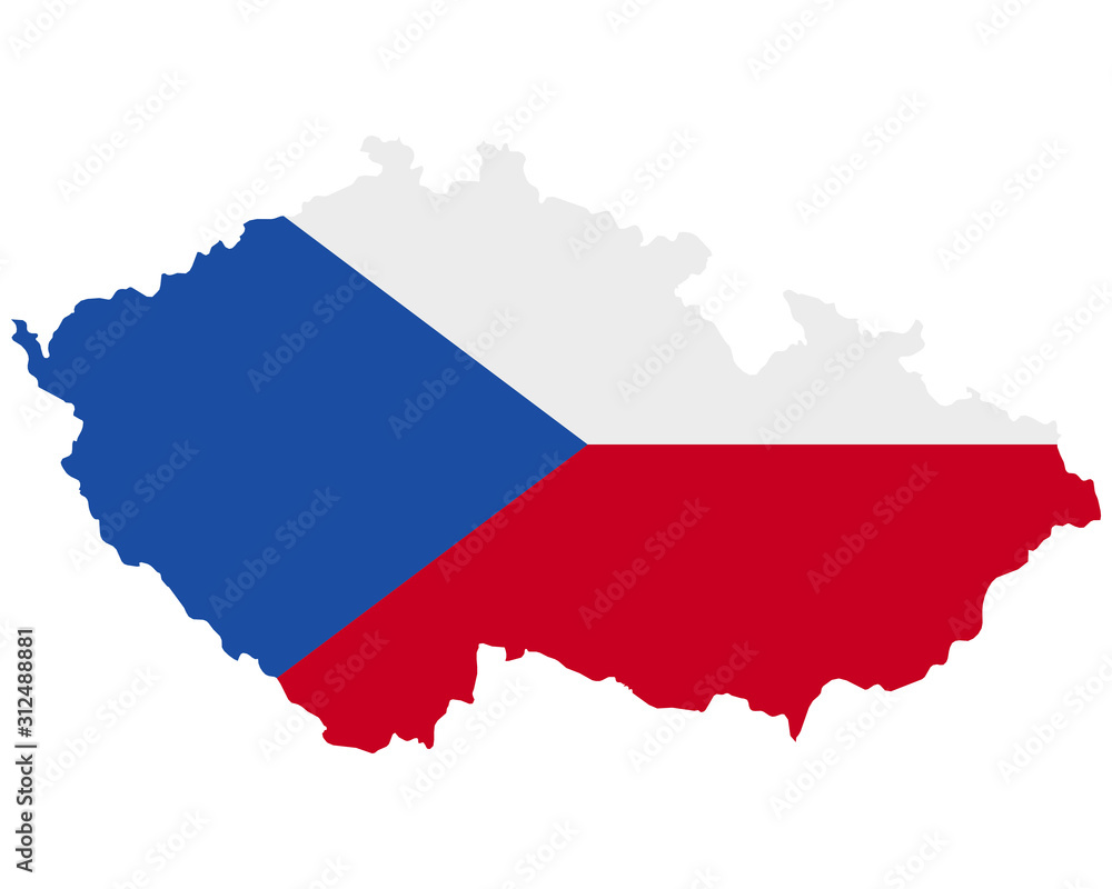 Fahne in Landkarte des Tschechien