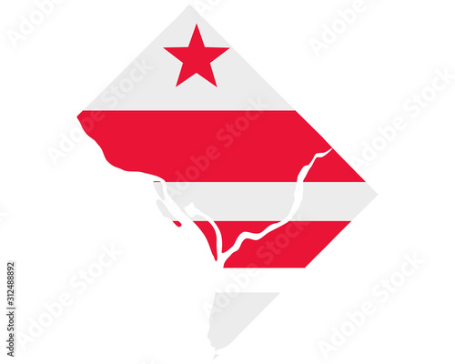 Fahne in Landkarte von Washington D.C.