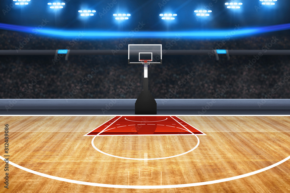 Professional basketball court arena background Stock Photo