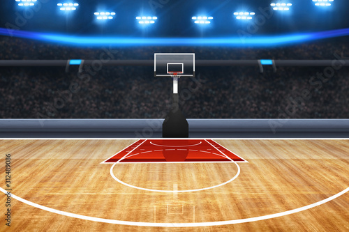 Professional basketball court arena background © fotokitas