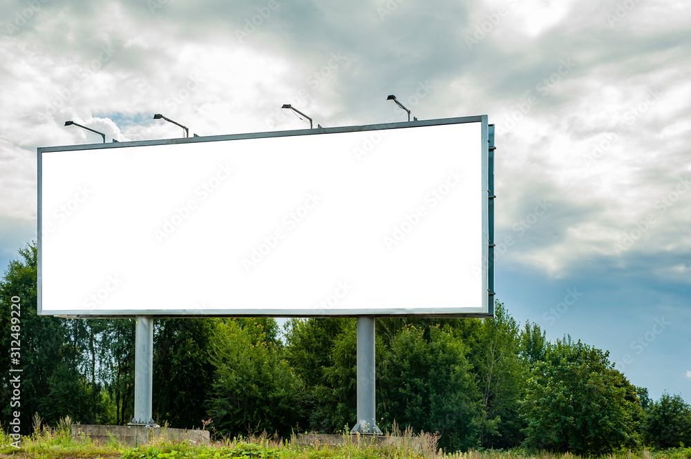 Huge billboard mockup in the park - obrazy, fototapety, plakaty 