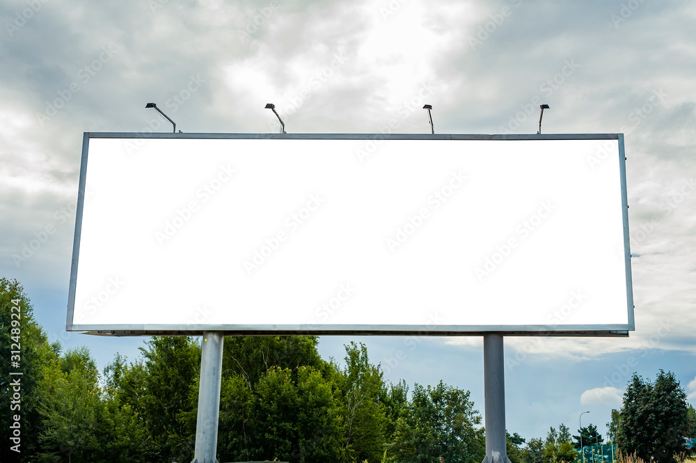 Huge billboard mockup in the park - obrazy, fototapety, plakaty 