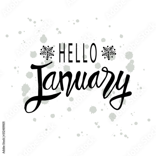 Hello January typographic design for calendar   greeting card  banner  poster