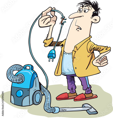Vacuum cleaner, damaged home appliance 