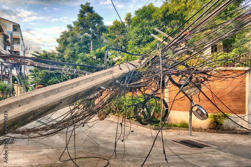 falling or broken electric pole