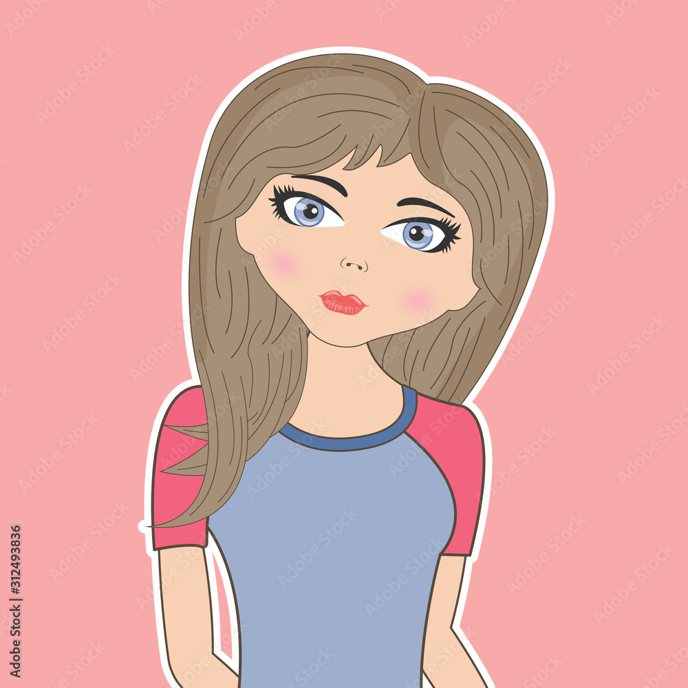 Beautiful cute girl isolated on a pink background. Beautiful cute girl isolated on a pink background.