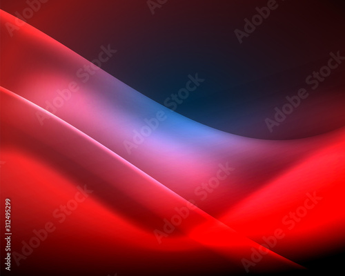Shiny color bright neon abstract wave template. Abstract bright light. Neon light glowing effect. Space background. Abstract shape