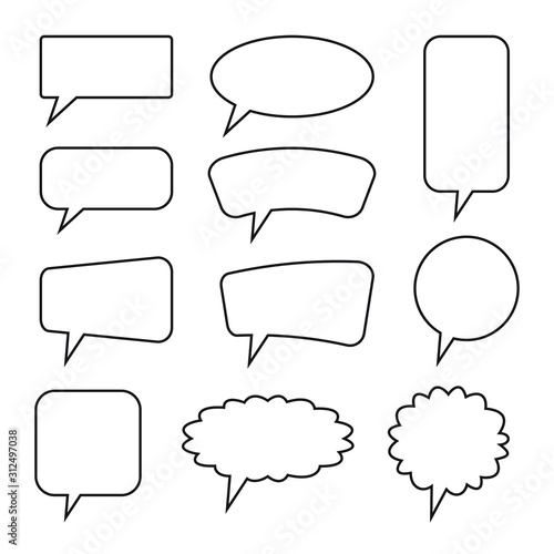 Speech bubble, speech balloon, chat bubble line art vector icon for apps and websites