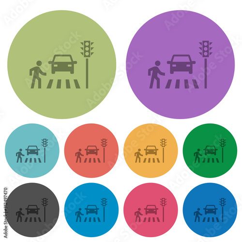 Pedestrian crossing color darker flat icons