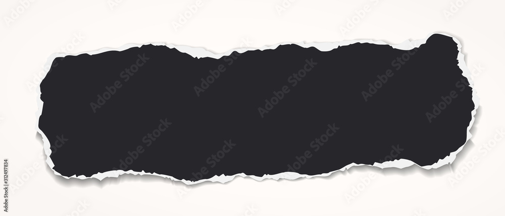 Piece of torn horizontal black paper with soft shadow is on white background for text. Vector illustration Piece of torn horizontal black paper with soft shadow is on white background for text. Vector illustration