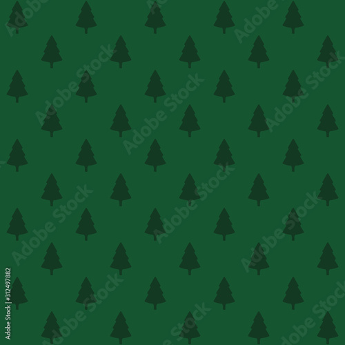 Seamless christmas texture. Dark green christmas tree on green background. Seamless background for christmas.