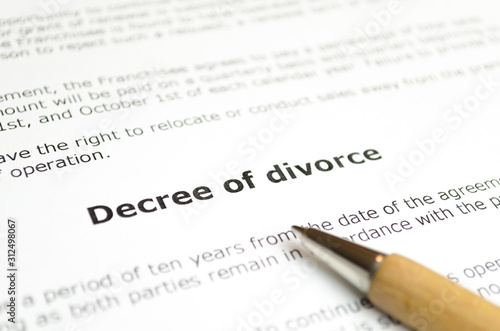 Decree of divorce with wooden pen