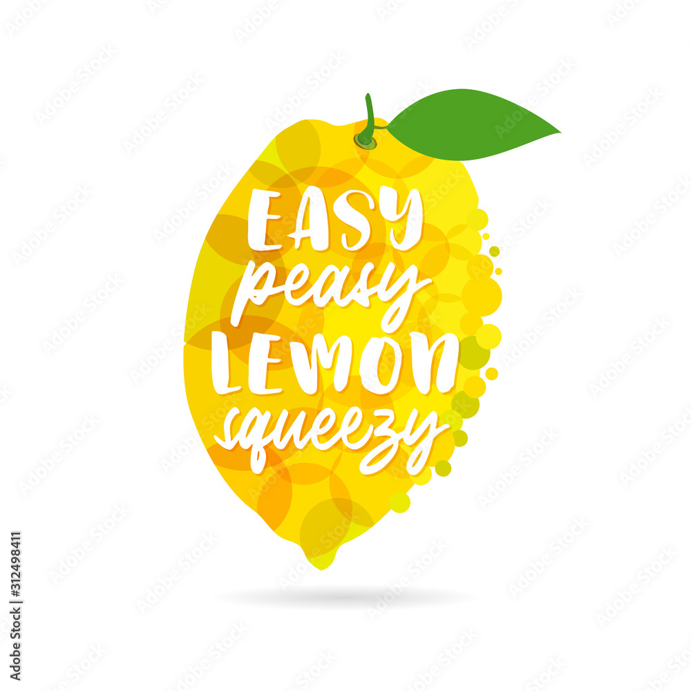 Generalmente ratón saltar Easy Peasy Lemon Squeezy logo. Yellow bubbles lemon with typography on  white background. Vector Illustration vector de Stock | Adobe Stock