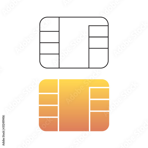 chip icon for bank plastic credit or debit charge card. Vector illustration 