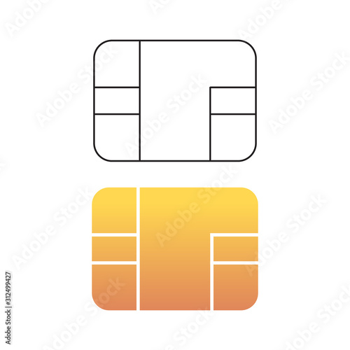 chip icon for bank plastic credit or debit charge card. Vector illustration 