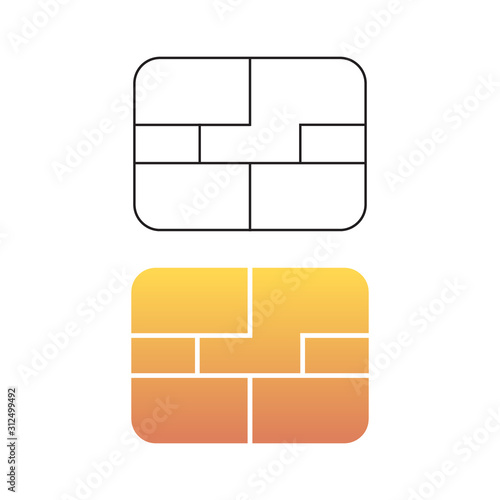 chip icon for bank plastic credit or debit charge card. Vector illustration 