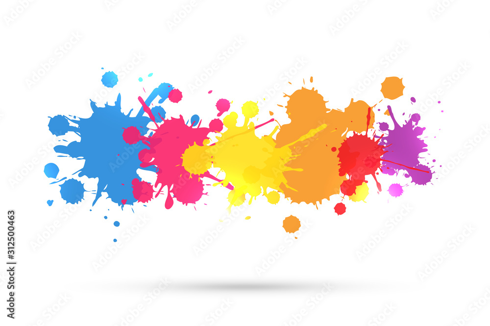 Vector illustration set of colorful ink blots