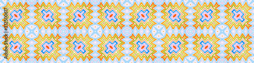 Colorful Seamless Border Scroll. Geometric Waterco