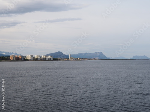 Waterfront at bay in european Bodo city at Salten region in Norway photo