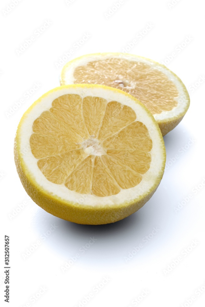 Grapefruits on white background - close-up