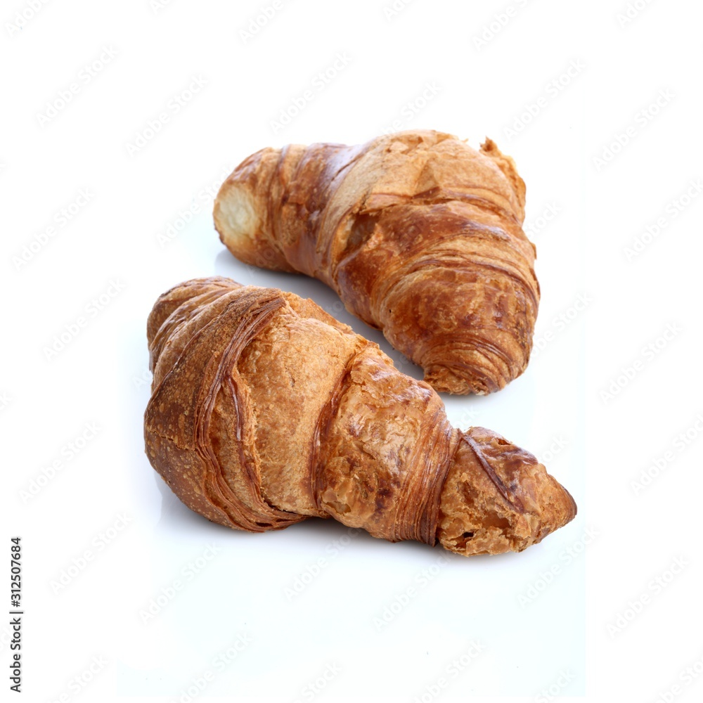 Crossiant on white background - close-up