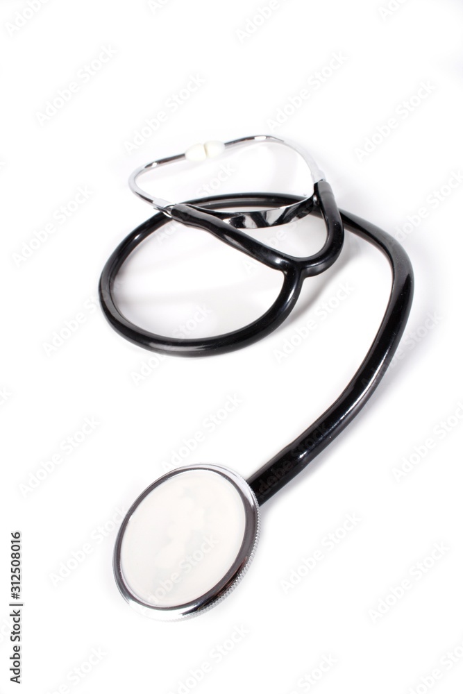 Fototapeta premium Stethoscope on white background - close-up