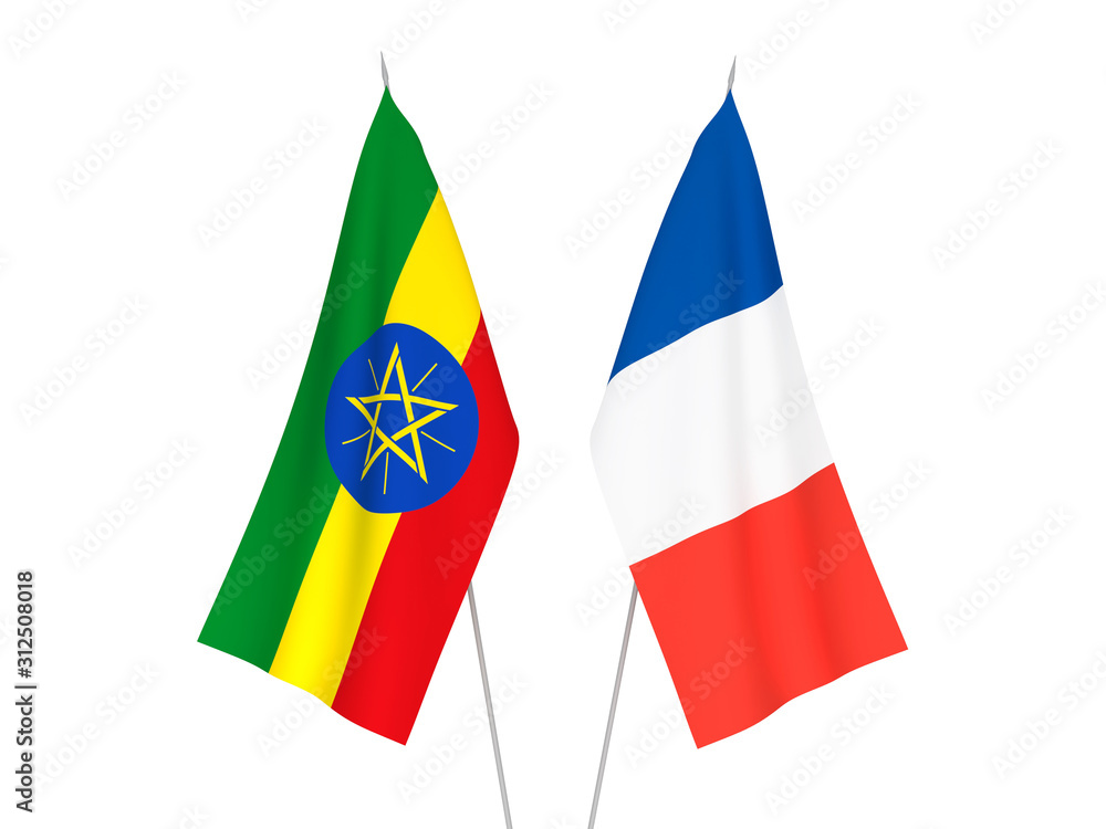 France and Ethiopia flags France and Ethiopia flags