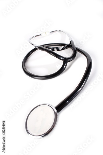 Stethoscope on white background - close-up