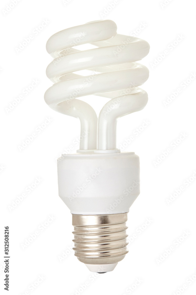 Energy saving light bulb isolated on a white background. Close up. Energy saving light bulb isolated on a white background. Close up.