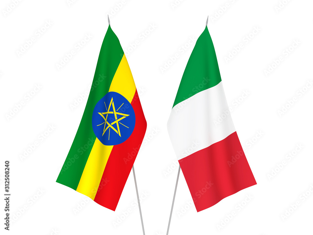 Italy and Ethiopia flags Italy and Ethiopia flags