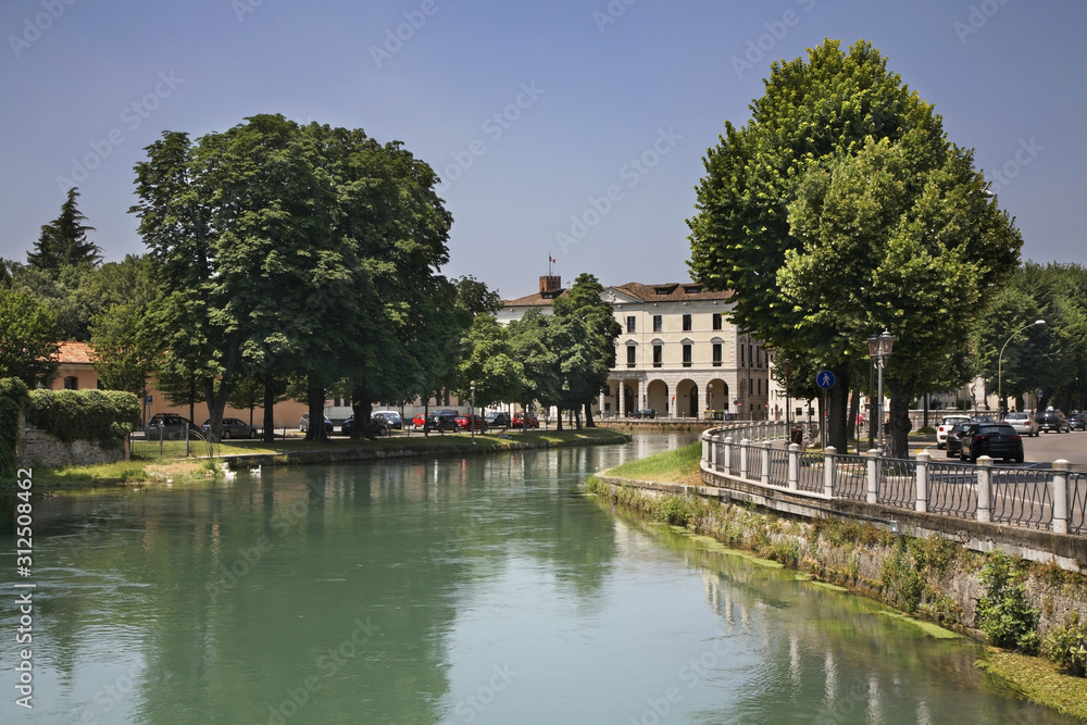 Embankment of Sile river in Treviso. Veneto region. Italy